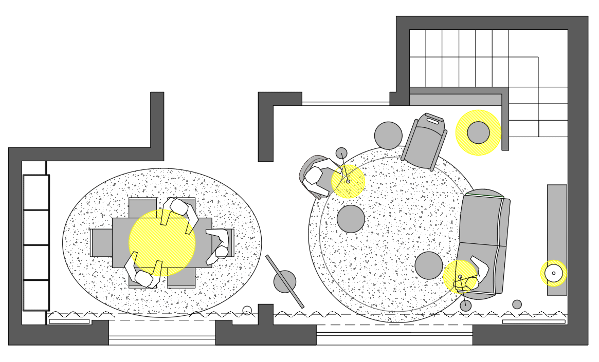 Skizze des Wohn- und Essbereichs